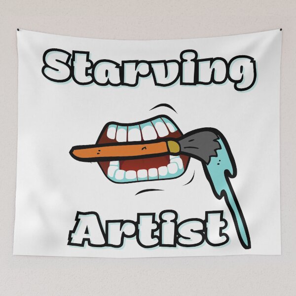 Item preview, Starving artist creator type with mouth and paint drip brush designed and sold by MGuyerArt.