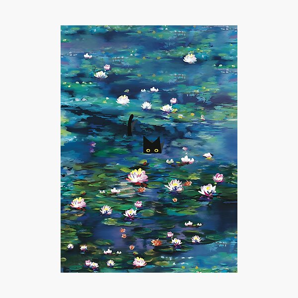 Claude Monet Water Lilies | Monet Waterlily Cat Prints Photographic Print