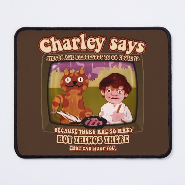 Item preview, Charley Says... Stoves are Dangerous with Hot Things! Charley the Cat Public Information Films- Vintage Seventies Retro  designed and sold by RetroTeeStudio.