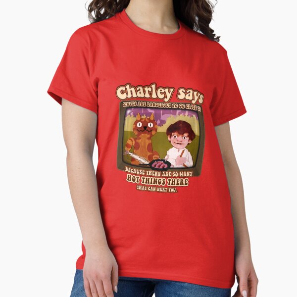 Item preview, Charley Says... Stoves are Dangerous with Hot Things! Charley the Cat Public Information Films- Vintage Seventies Retro  designed and sold by RetroTeeStudio.