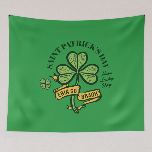 Item preview, Cute Four Leaf Clover, Erin Go Bragh, Éirinn Go Brách Harp, Funny Gift Idea for St Patty's Day designed and sold by Quotesigner.