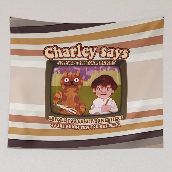 Item preview, Charley Says... Tell Mummy before you go off somewhere! Charley the Cat Public Information Films- Vintage Seventies Retro  designed and sold by RetroTeeStudio.