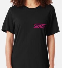 Camiseta ajustada STI - Subaru Technica International Pink Logotipo