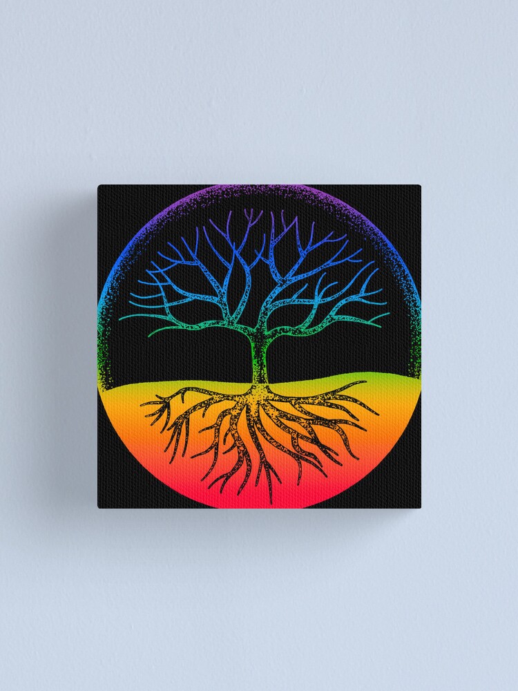 As Above So Below Tree Stipple Art rainbow black Canvas Print