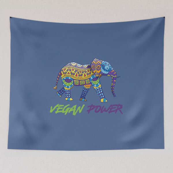 Item preview, Vegan Power Vegan Vegetarian Plant Based Elephant Art designed and sold by raretshirtsuk.