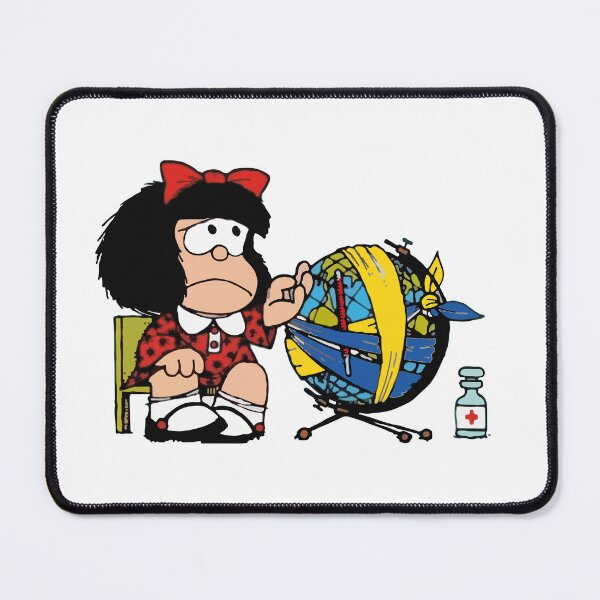 Item preview, Mafalda quino feeling sad about earth and ukraine designed and sold by Bonobofy.