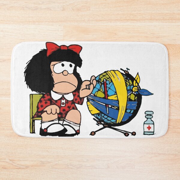 Item preview, Mafalda quino feeling sad about earth and ukraine designed and sold by Bonobofy.