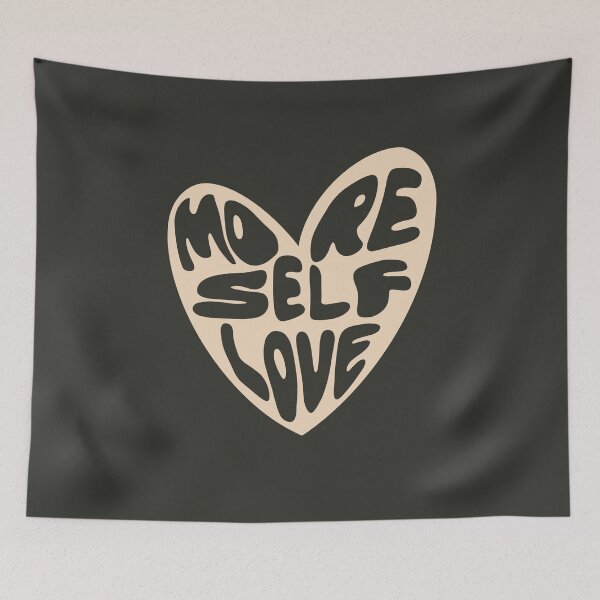 Item preview, More Self Love Heart - Groovy Melted Font - Beige and Black designed and sold by bykirstco.
