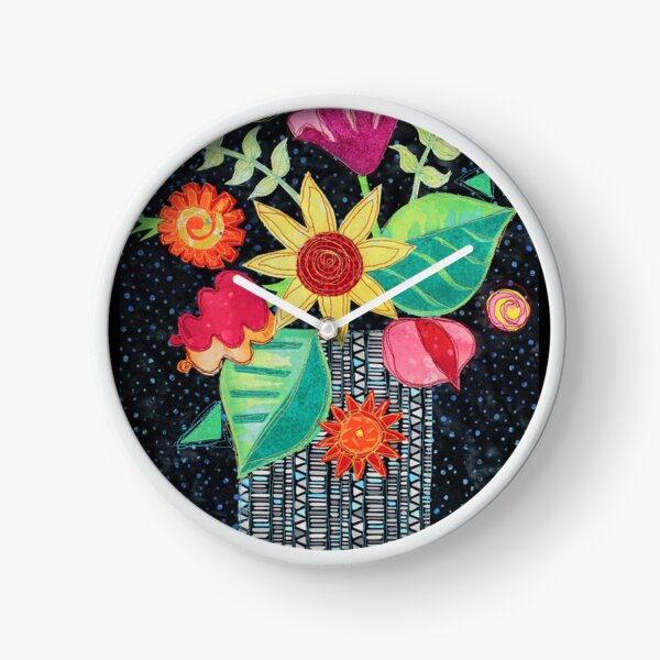 Basket of Wildflowers Clock