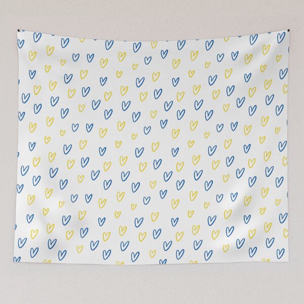 Item preview, Ukrainian flag colors pattern with hearts designed and sold by SolArt88.