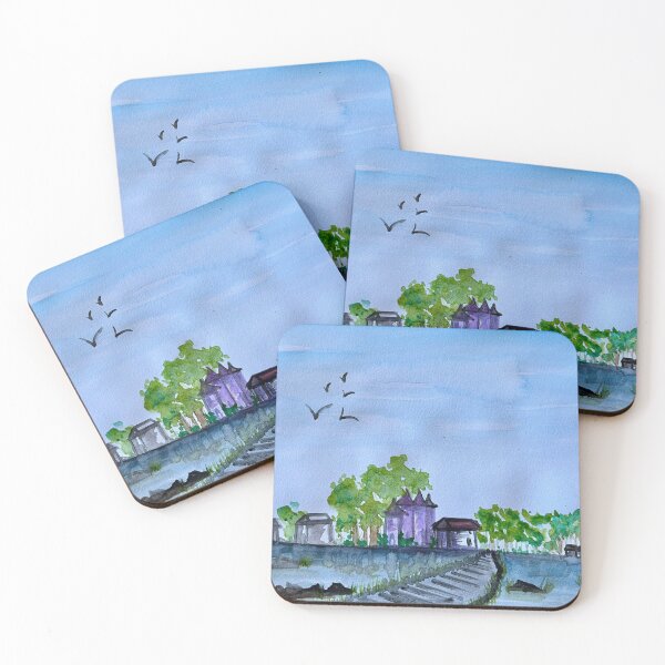 Item preview, Village landscape watercolor  designed and sold by Almasm.