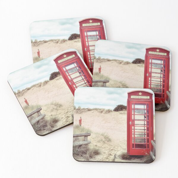 Item preview, Red Phone Booth on the Beach Photo designed and sold by Happy-Trails.