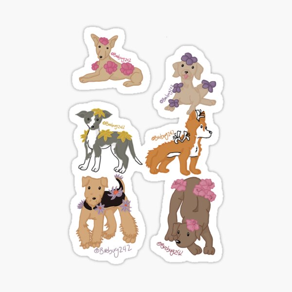 Dogs and Flowers Sticker