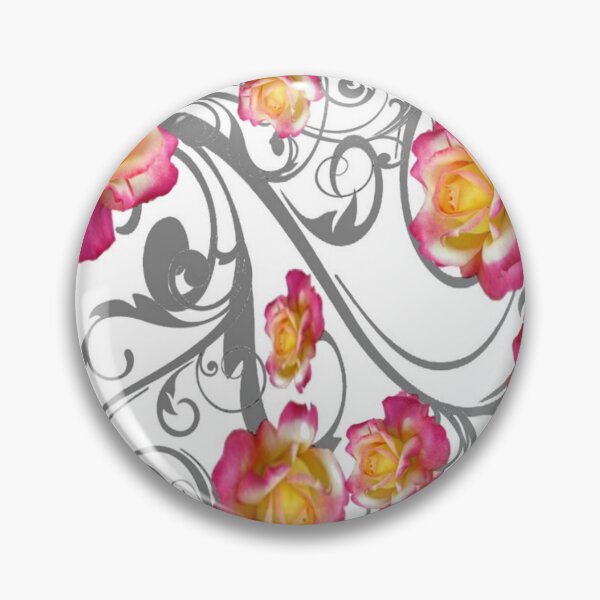 Item preview, DECORATIVE SCROLLS PINK-ROSES PATTERN  WHITE ART designed and sold by sharlesart.