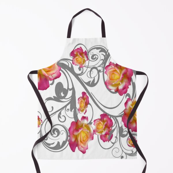 Item preview, DECORATIVE SCROLLS PINK-ROSES PATTERN WHITE ART designed and sold by sharlesart.