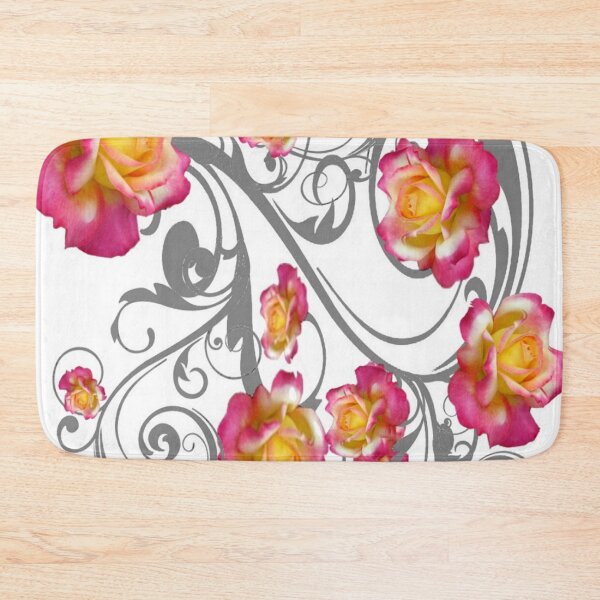 Item preview, DECORATIVE SCROLLS PINK-ROSES PATTERN  WHITE ART designed and sold by sharlesart.