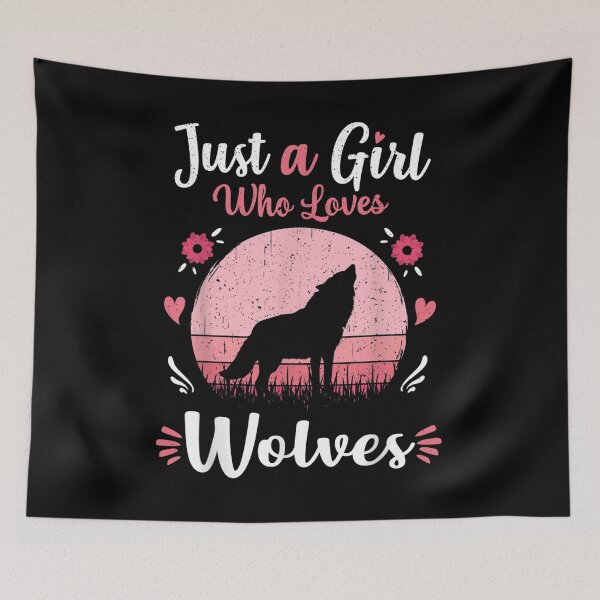 Item preview, Just A Girl Who Loves Wolves Pink Retro Vintage Wolf Lovers  designed and sold by aprilsav.
