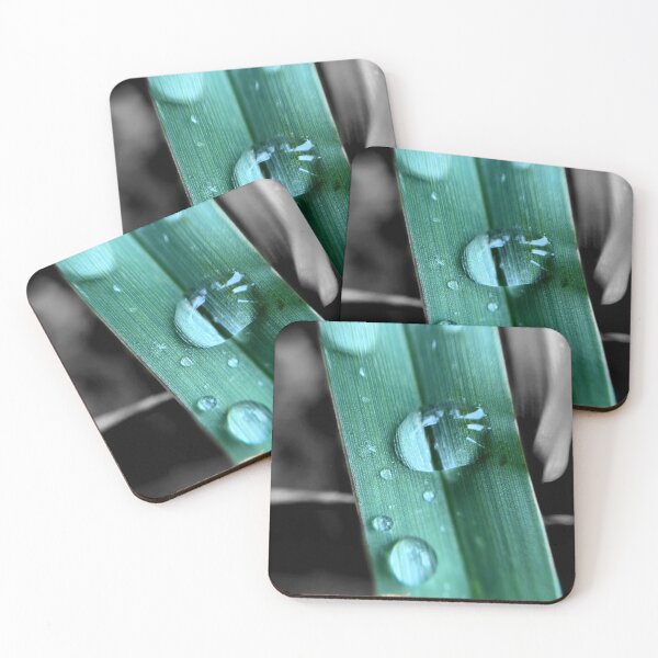 Item preview, Sparing Droplets on a Turquoise Damaged Leaf (Saturated) designed and sold by MyMacro_Photography (MyMacro).