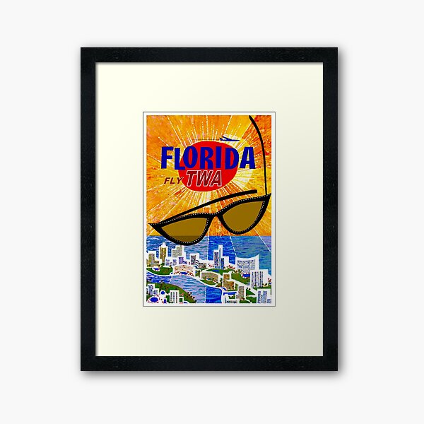 FLORIDA : Vintage Airline Travel Advertising Print Framed Art Print