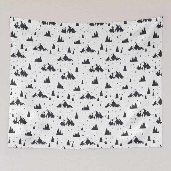 Item preview, Black and White Mountains - Snow Ski Snowboard Christmas Theme designed and sold by DV-LTD.