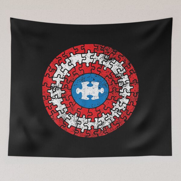 Item preview, Captain Autism Aspergers Awareness Superhero Puzzle Shield designed and sold by SeppeGoffin.