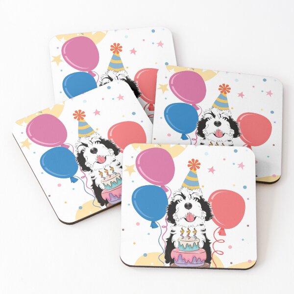 Item preview, Happy Birthday Black and White Bernedoodle designed and sold by Lulupainting.