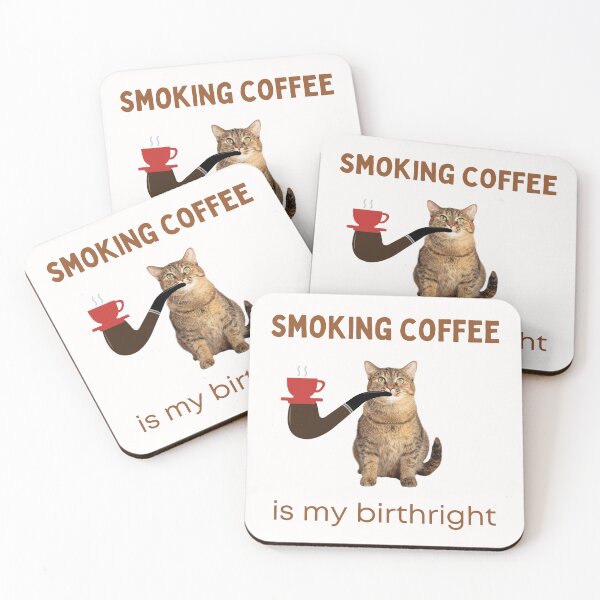 Item preview, Smoking Coffee Is  My Birthright | Smoking Cat | Cat Cigar | Funny Cat designed and sold by CosmicStory.