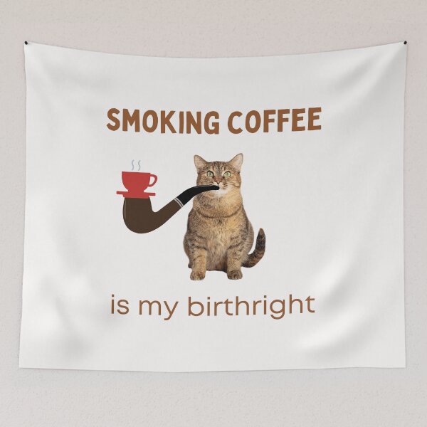 Item preview, Smoking Coffee Is  My Birthright | Smoking Cat | Cat Cigar | Funny Cat designed and sold by CosmicStory.