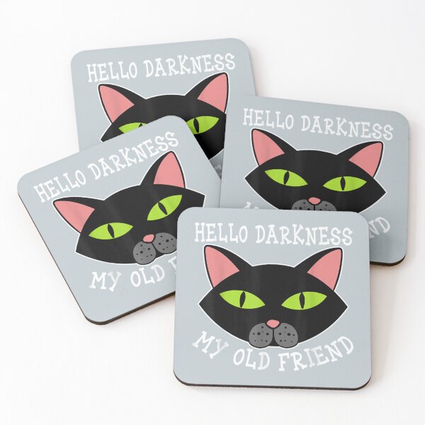 Item preview, Hello darkness my old friend, black kitten love, halloween cat designed and sold by CerysClark.
