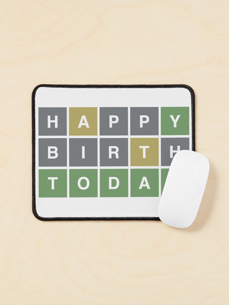 Imagen 1 de 5, Alfombrilla de ratón con la obra Wordle feliz cumpleaños hoy, cumpleaños de Wordle, diseñada y vendida por nookworker.
