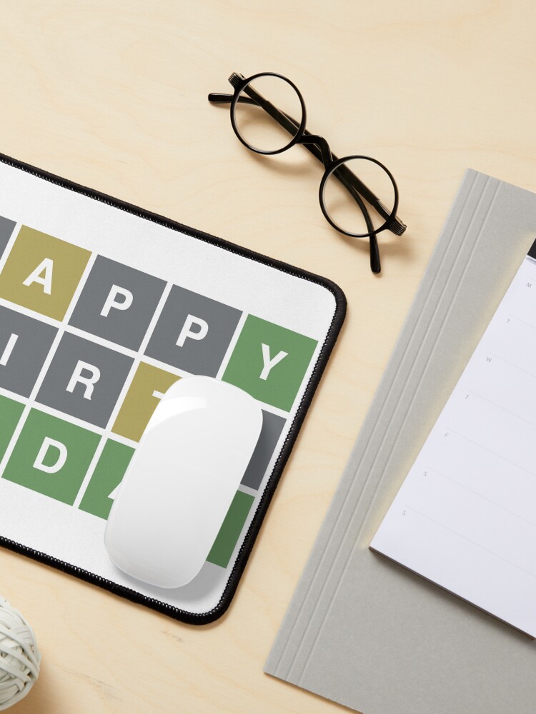 Imagen 3 de 5, Alfombrilla de ratón con la obra Wordle feliz cumpleaños hoy, cumpleaños de Wordle, diseñada y vendida por nookworker.
