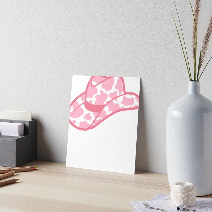 Pink Cow Print Cowgirl Hat Art Board Print By Rolancase