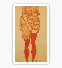 Egon Schiele - Femme debout en rouge 1913 Sticker