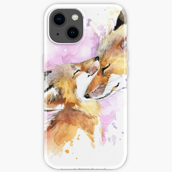 Beautiful Fox Mother and Cub Watercolour design. iPhone Soft Case