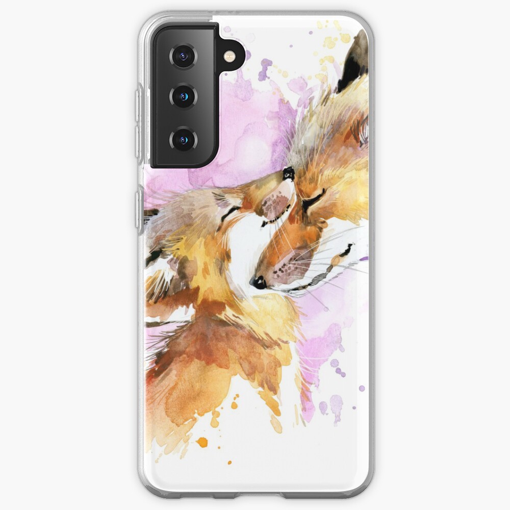 Beautiful Fox Mother and Cub Watercolour design. Samsung Galaxy Phone Case