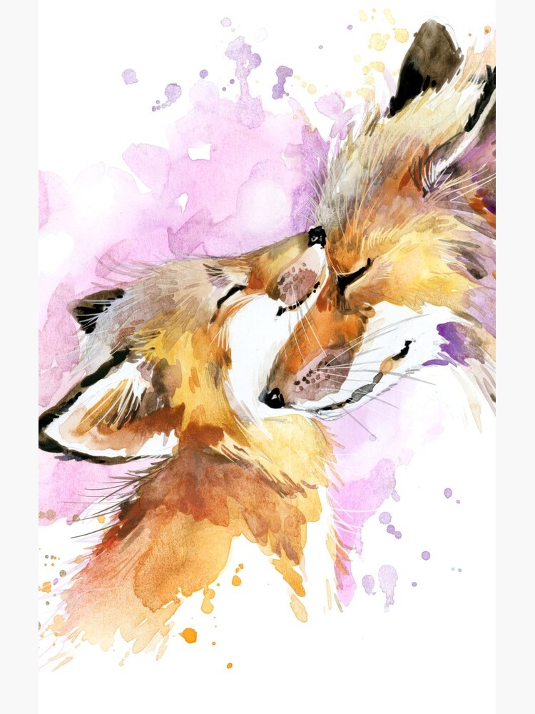 Beautiful Fox Mother and Cub Watercolour design. by DV-LTD