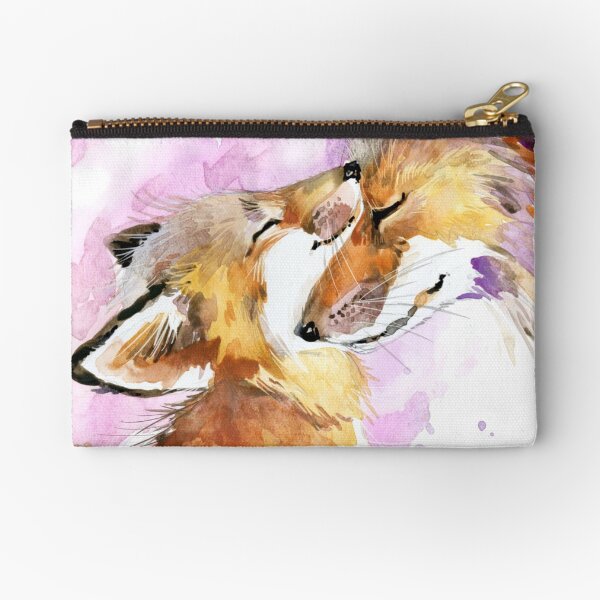 Beautiful Fox Mother and Cub Watercolour design. Zipper Pouch