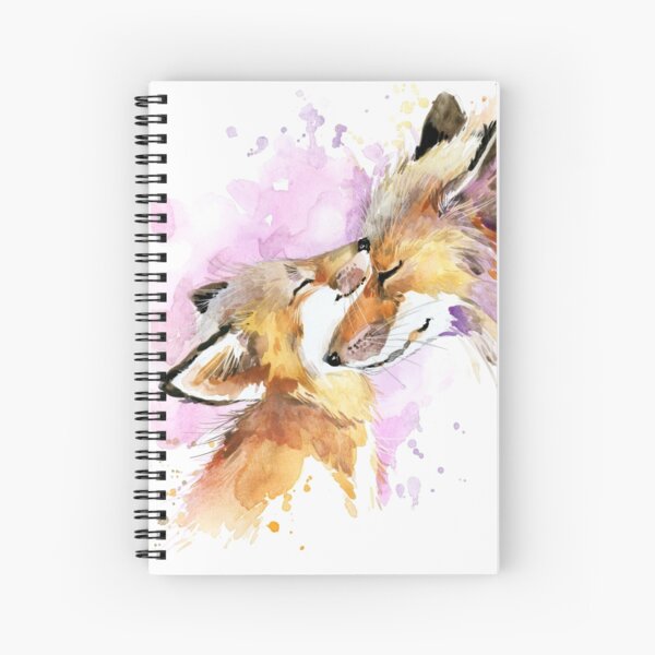 Beautiful Fox Mother and Cub Watercolour design. Spiral Notebook