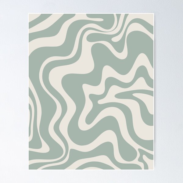Vista previa del artículo con la obra «Remolino líquido retro patrón abstracto eucalipto verde salvia», diseñado y vendido por kierkegaard.
