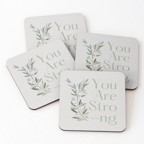 Item preview, You are strong pastel watercolor leaves quote designed and sold by Levated.