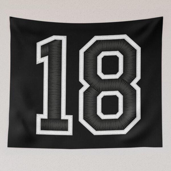 Item preview, 18 Black Jersey Sports Number eighteen Football 18 designed and sold by elhefe.