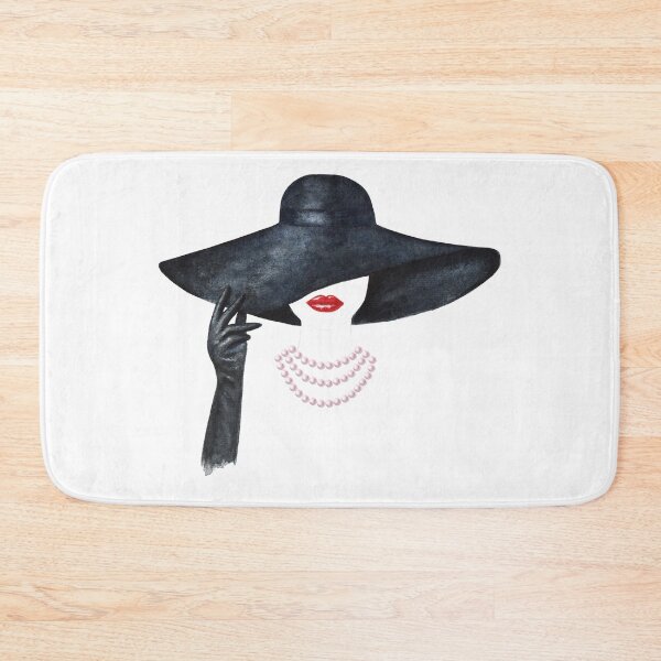 Item preview, beautiful desi lady red lipstick black hat pink pearls necklace designed and sold by Tshirtk.