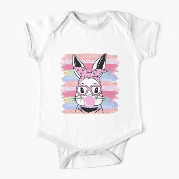 Bunny Heart Glasses Short Sleeve Baby One-Piece for Sale