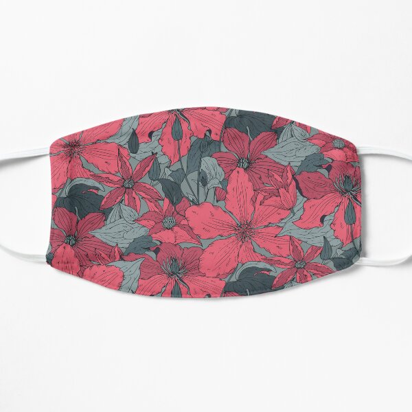 Hand Drawn clematis flowers Flat Mask