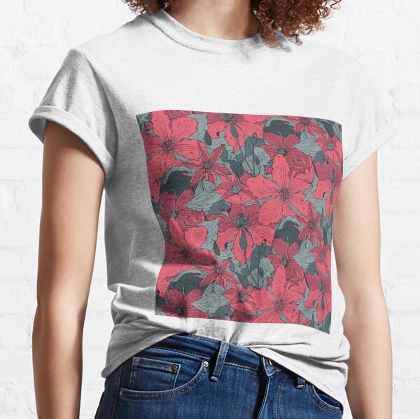 Hand Drawn clematis flowers Classic T-Shirt