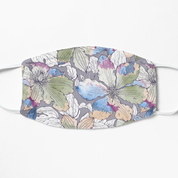 Colourful clematis flowers design Flat Mask