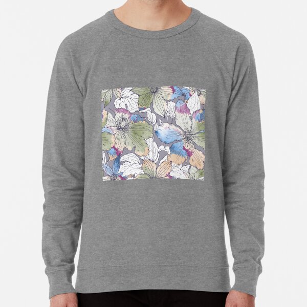 Colourful clematis flowers design Lightweight Sweatshirt