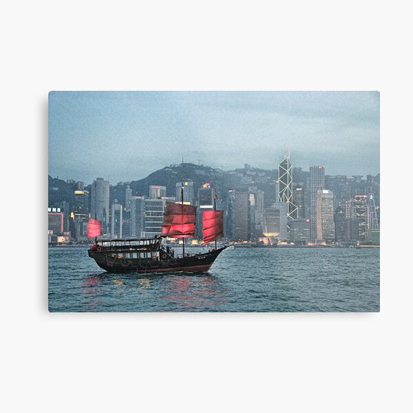 Hong Kong - Junk Metal Print
