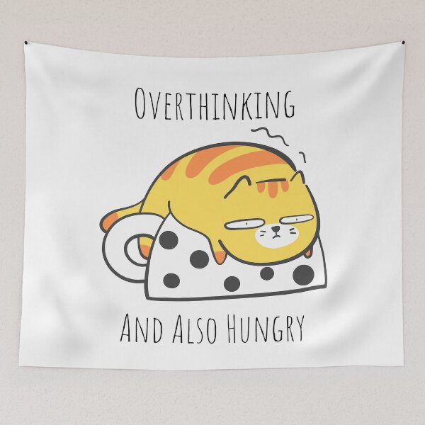 Item preview, Overthinking and Also Hungry Cute Tabby Cat designed and sold by quinellie.