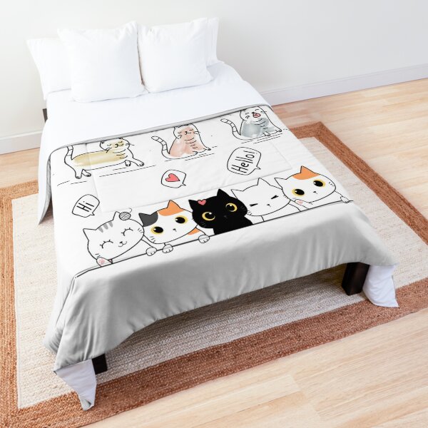 cute cat sticker pack Comforter